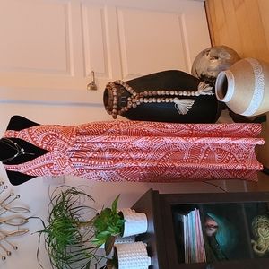 jon& Anna Geometric Orange and White Maxi Dress sz M